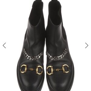 Gucci Black Ankle Boots with Gold and Silver Details